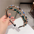 Bandeau cheveux tali rambut Square Crystal Rhinestone Slim Headband Luxury Hair Accessories Korean Baroque Colorful Hairband Vintage for Women Girl Gift